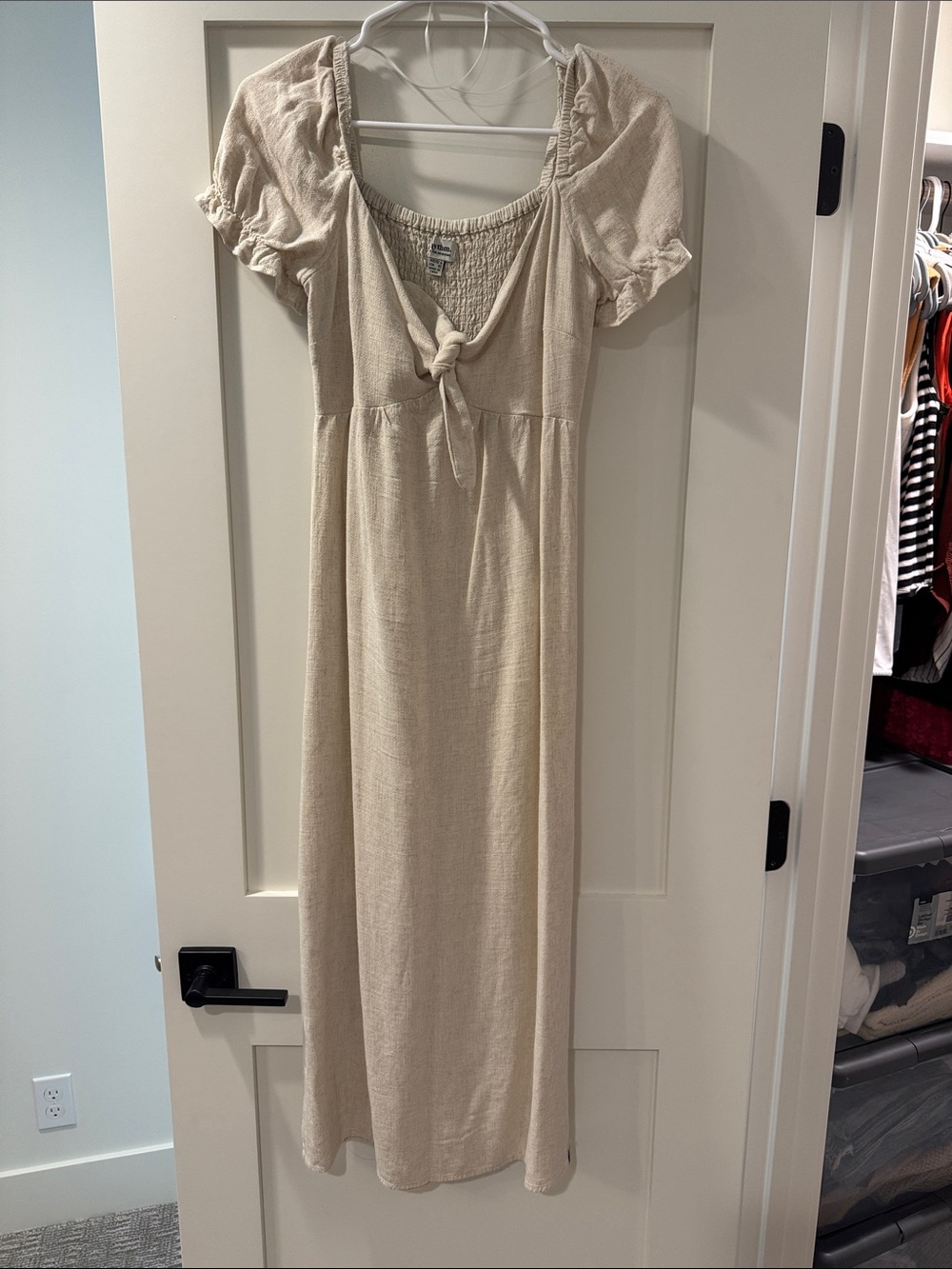 Cream Tie-Front Midi Dress